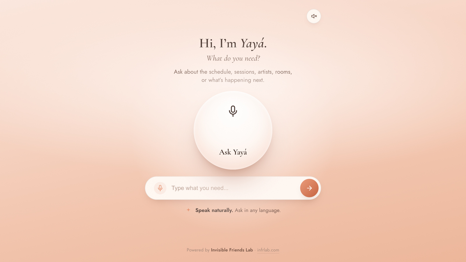 Yayá conference agent interface